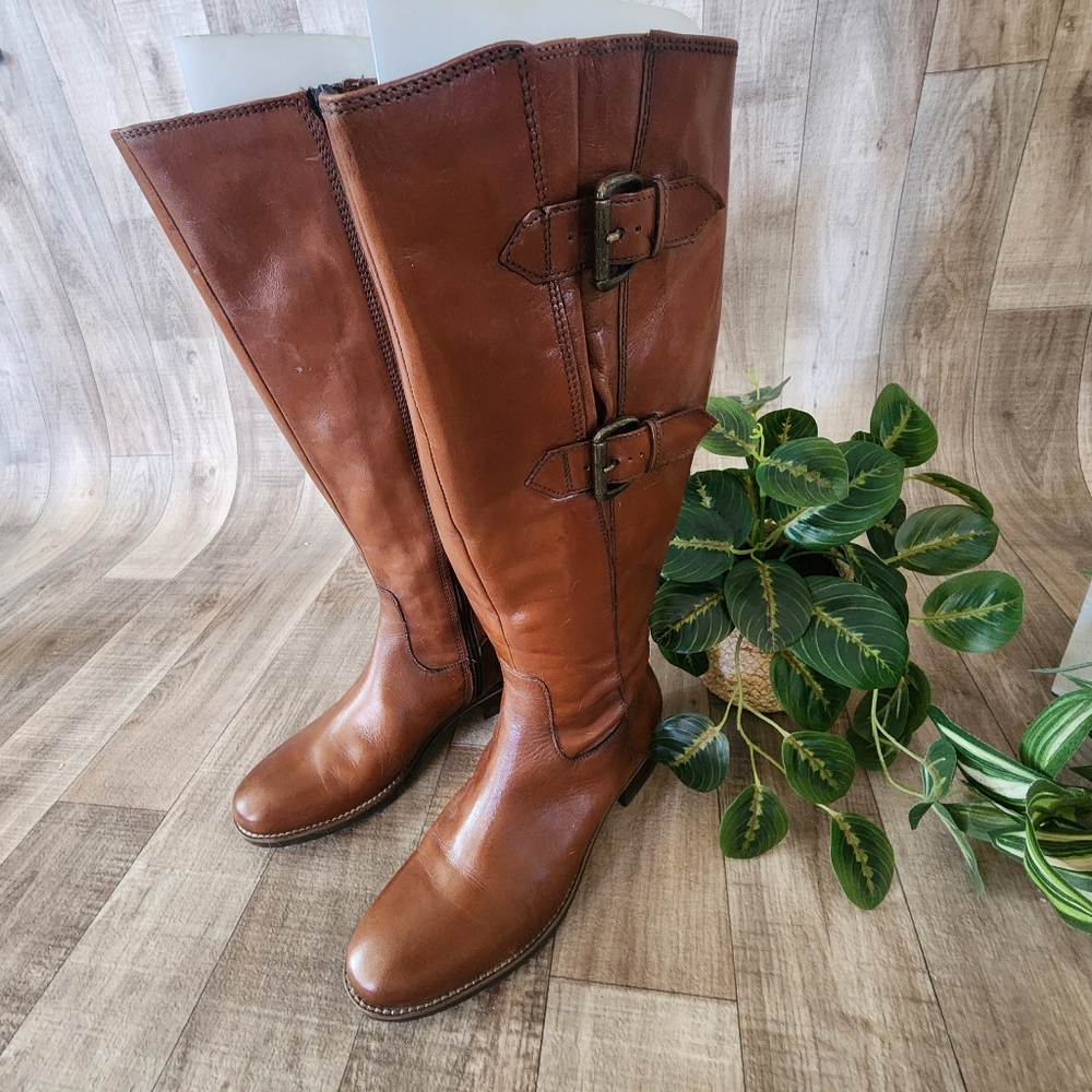 Clarks Tamro Spice Brown Leather Zipper Knee High NIB Boots Size 7 - Picture 6 of 16